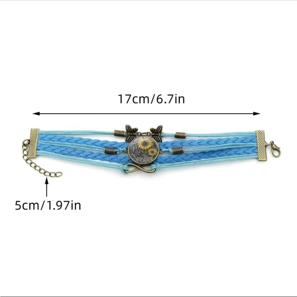 Leather Multi-strand You Are My Sunshine Brown Bracelet - Picture 4 of 4